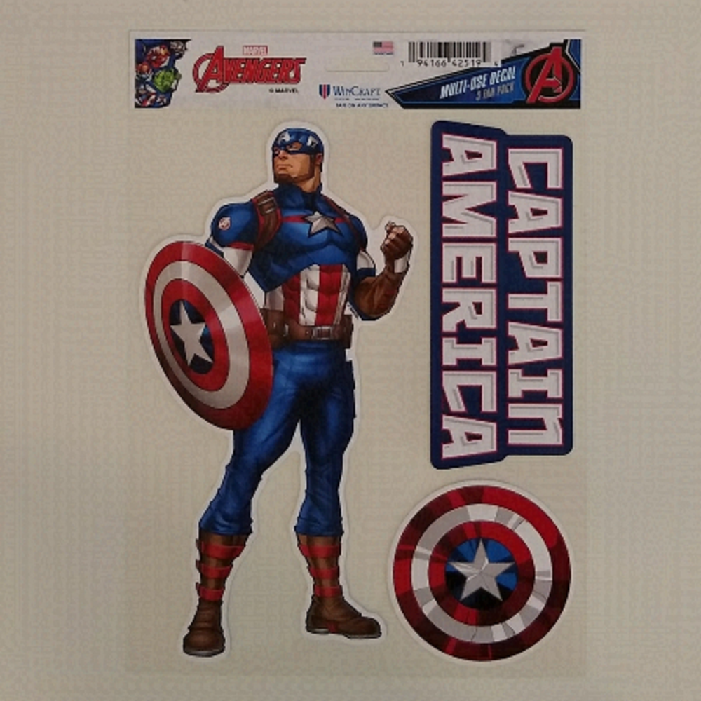 WinCraft Marvel Avengers - Capitan America Reusable Stickers New
